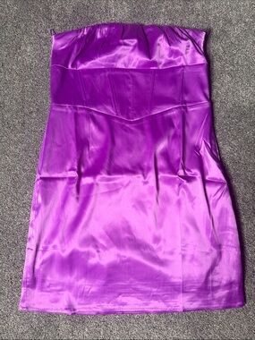 Satin Strapless Mini Dress in Vivid Purple